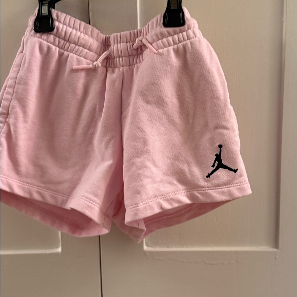 Jordan Pink Fleece Athletic Shorts with Black Jumpman